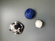 Set of Three Geo Wall Stones by Lauren Herzak-Bauman (Ceramic Wall Sculpture)