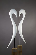White Bird Form Composition by Dave Lasker (Wood Sculpture)