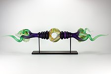 Emerald and Amethyst Flame Ended Austral Sculpture by Danielle Blade and Stephen Gartner (Art Glass Sculpture)