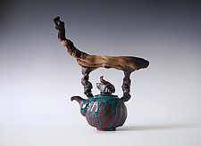 Drippy Glaze Bark Wood Texture Handmade Ceramic Teapot by Natalya Sevastyanova (Ceramic Teapot)