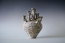 Handmade Ceramic Vessel, White Volcanic Lace Glaze by Natalya Sevastyanova (Ceramic Vessel)