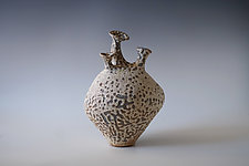 Three Necks Volcanic Lace Glaze Vessel by Natalya Sevastyanova (Ceramic Vase)