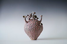 Ceramic Heart Vase, Volcanic Glaze by Natalya Sevastyanova (Ceramic Vessel)