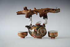 Handmade Ceramic Tea Ceremony Set with Quartz Crystal III by Natalya Sevastyanova (Ceramic Teapot)