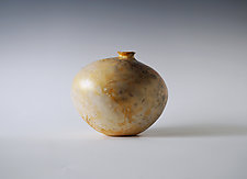 Gold Iridescent Foil Saggar Fired Raku Vessel V by Natalya Sevastyanova (Ceramic Vessel)