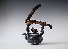 Drippy Glaze Bark Wood Texture Handmade Ceramic Teapot III by Natalya Sevastyanova (Ceramic Teapot)