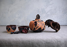 Orange Glaze Handmade Ceramic Tea Ceremony Set by Natalya Sevastyanova (Ceramic Teapot)