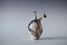 Ceramic Raku Vessel, Horse Hair Raku Firing 7 by Natalya Sevastyanova (Ceramic Vessel)