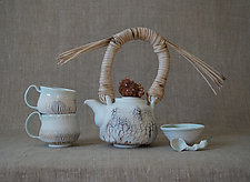 Reed Handle Aragonite Quartz Crystal Handmade Ceramic Teapot Set by Natalya Sevastyanova (Ceramic Teapot)