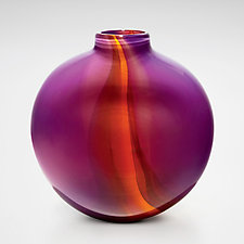 Opaque Ribbon Flat Vase by Michael Trimpol and Monique LaJeunesse (Art Glass Vase)