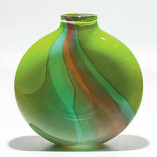 Opaque Ribbon Flat Vase by Michael Trimpol and Monique LaJeunesse (Art Glass Vase)