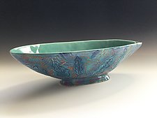 Turquoise Banana Bowl by Berit Hines (Ceramic Bowl)