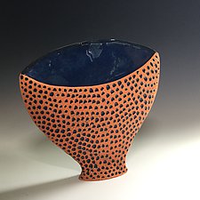 Orange and Blue Envelope Vase by Berit Hines (Ceramic Vase)