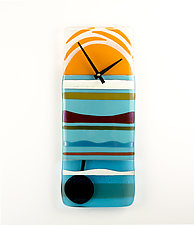 Sunset Fused Glass Pendulum Clock by Danielle Styles (Art Glass Wall Clock)