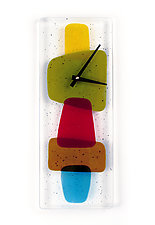 Mid Mod Fused Glass Clock by Danielle Styles (Art Glass Wall Clock)