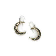 Crescent Moon Earrings by David Urso (Bronze & Stone Earrings)