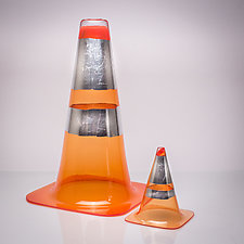 Traffic Cone by J Shannon Floyd (Art Glass Sculpture)