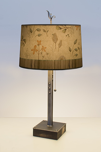 Flora and Maze Steel Table Lamp on Wood