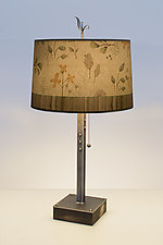 Flora and Maze Steel Table Lamp on Wood by Janna Ugone (Mixed-Media Table Lamp)