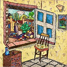 Outside Margot's Window by Nan Hass Feldman (Mixed-Media Painting)