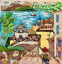 Sketching in Skopelos by Nan Hass Feldman (Pastel Painting)