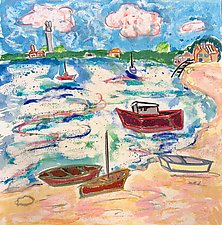Happy Day in Provincetown by Nan Hass Feldman (Mixed-Media Painting)
