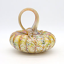 Golden Patty Pan Glass Pumpkin by Jack Pine (Art Glass Sculpture)