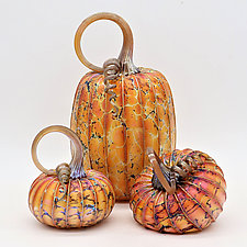 Maple Pumpkin Trio by Jack Pine (Art Glass Sculpture)