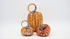Maple Pumpkin Trio by Jack Pine (Art Glass Sculpture)