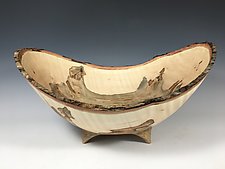 Ambrosia Maple Natural Edge Bowl with Carved Legs by Steve Noggle (Wood Bowl)
