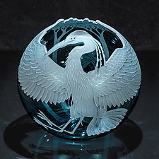 Great Blue Heron by Cynthia Myers (Art Glass Vessel)