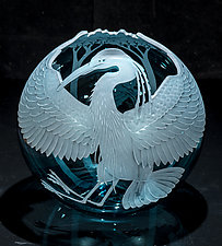 Great Blue Heron by Cynthia Myers (Art Glass Vessel)
