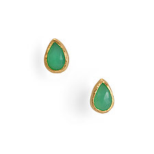 Chrysoprase Studs in Yellow Gold by Shaya Durbin (Gold & Stone Earrings)