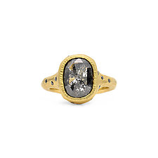 Rose Cut Black Diamond Solitaire Ring by Shaya Durbin (Gold & Stone Ring, Size 7.75-8)