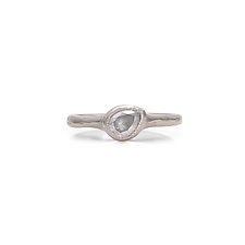 Icy-Gray Pear Diamond Solitaire Ring in Palladium by Shaya Durbin (Palladium & Diamond Ring, Size 7.25)