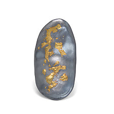Giant Paint Drop Shield Ring by Shaya Durbin (Gold & Silver Ring)