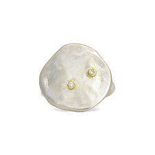 Diamonds & Silver Shield Ring by Shaya Durbin (Gold, Silver & Stone Ring, Size 7.5-7.75)