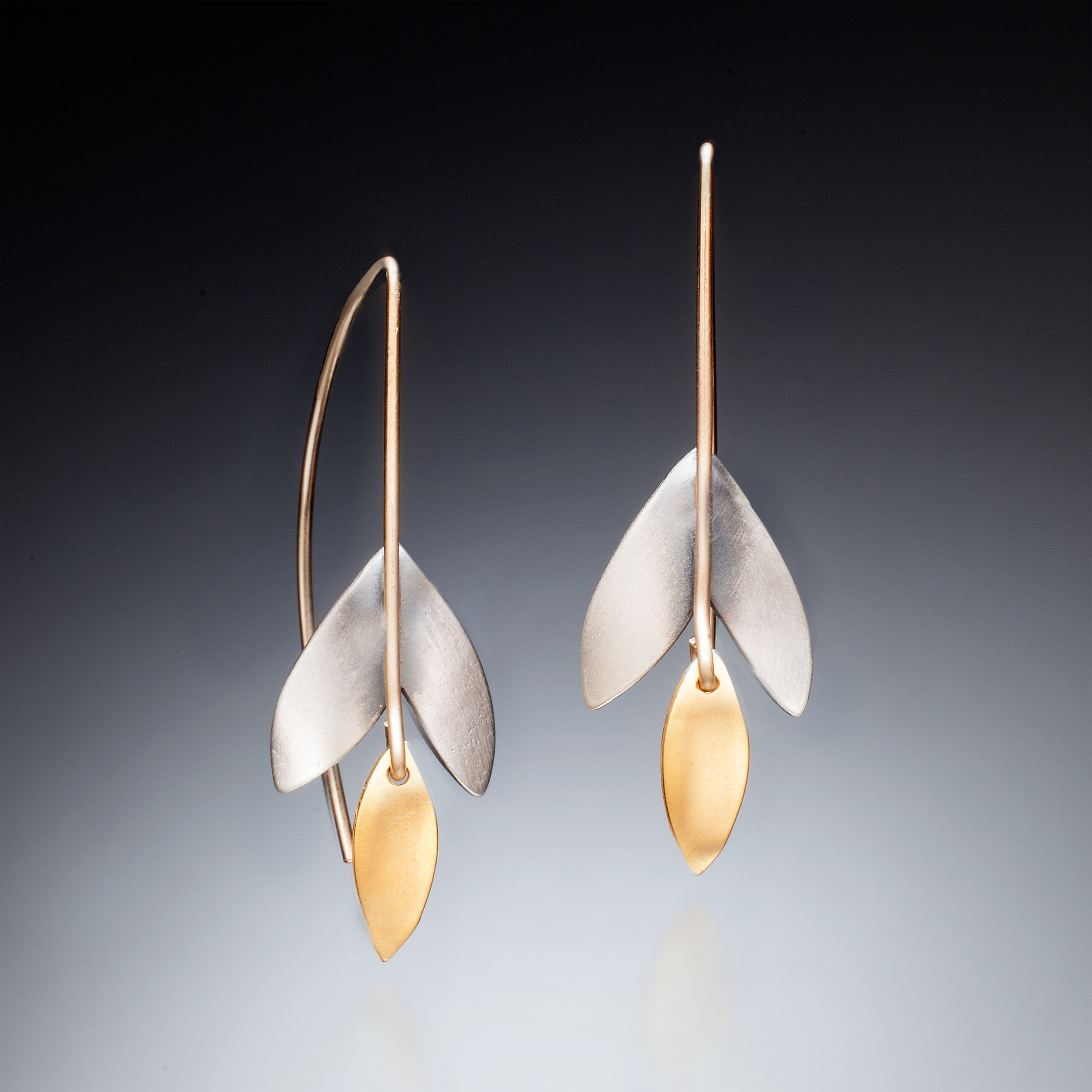 Gold and Silver Leaf Earrings by Susan Kinzig (Gold & Silver Earrings ...