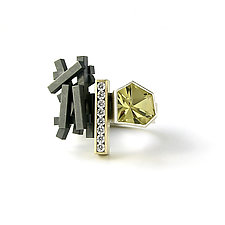 Lemon Quartz & Diamond Ring Stack by Hughes & Templin (Gold, Silver & Stone Ring)