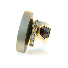Garnet & Diamonds Ring Stack by Hughes & Templin (Gold, Silver & Stone Ring)