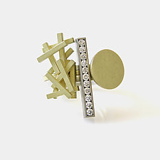 Ring Stack with Diamonds by Hughes & Templin (Gold, Silver & Stone Ring)