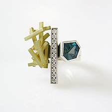 Topaz and Diamonds Ring Stack by Hughes & Templin (Gold, Silver & Stone Ring)