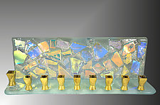 Crystal Wall Art Glass Menorah by Stacey Abrams-Sherick (Art Glass Menorah)