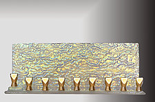 Shimmering Gold Wave Menorah by Stacey Abrams-Sherick (Art Glass Menorah)