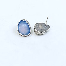 Blue Chalcedony Eclectic Ethos Studs by Ginger Allen (Silver & Stone Earrings)