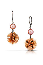 Large Flora with Rose Pearl Earrings by Chihiro Makio (Gold, Silver & Stone Earrings)