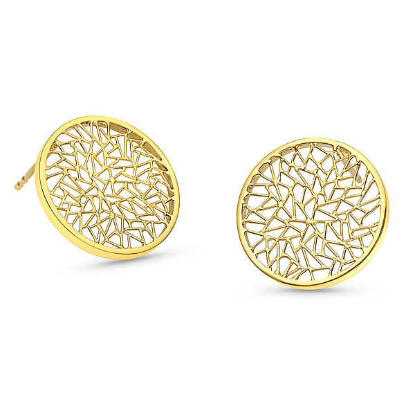 Round Disc Earrings by Baiyang Qiu (Gold Earrings) | Artful Home