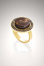 Fire Agate Ring with Brown Diamonds by Holly Churchill Lane (Gold & Stone Ring)