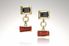 Black Diamond and Coral Earrings by Holly Churchill Lane (Gold & Stone Earrings)