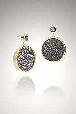 Black Diamond and Emu Circle Earrings by Holly Churchill Lane (Mixed Media Earrings)